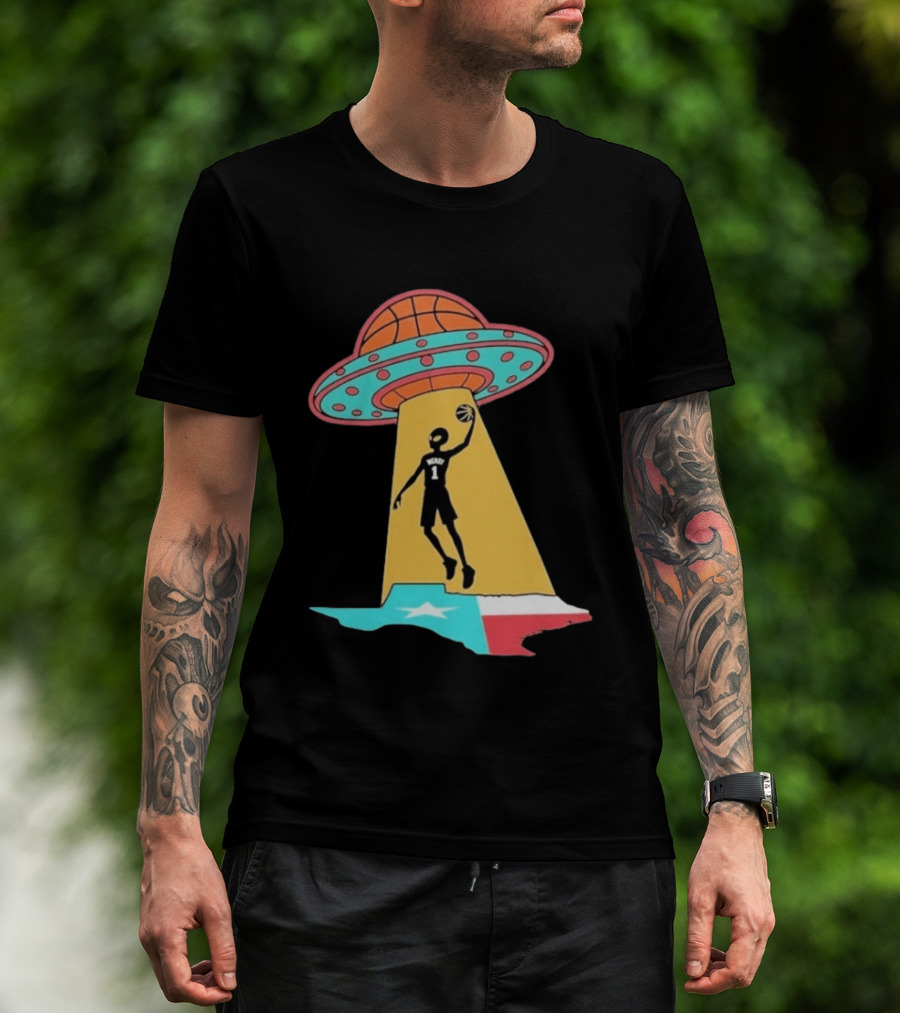 San Antonio Wemby The Alien Spurs Star UFO Basketball Texas T-Shirt