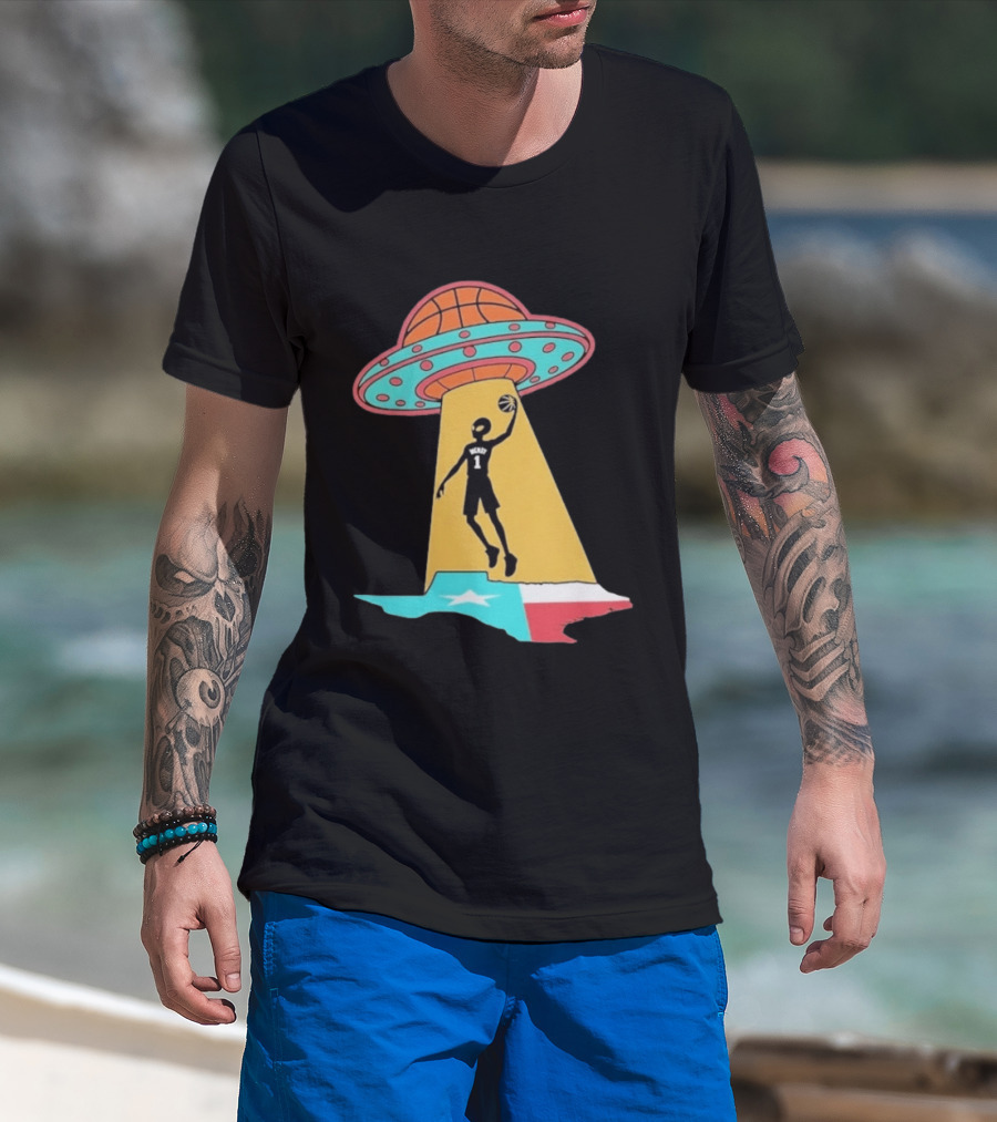 San Antonio Wemby The Alien Spurs Star UFO Basketball Texas T-Shirt