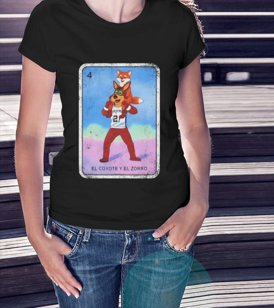 San Antonio Spurs Coyote El Zorro Lotería Card Number 4 T-Shirt