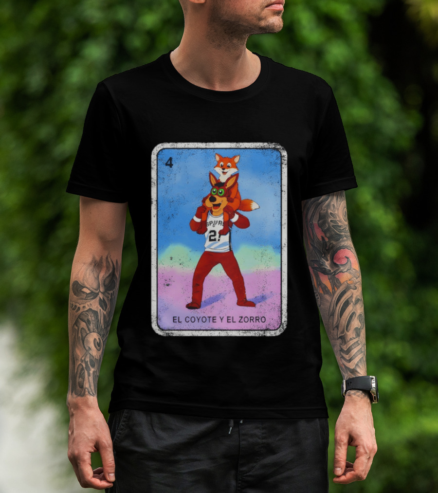 San Antonio Spurs Coyote El Zorro Lotería Card Number 4 T-Shirt