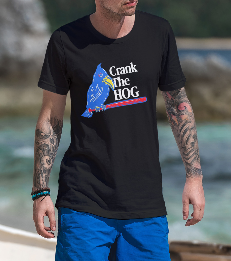 Kansas Jayhawks Crank The Hog Baseball Bird T-Shirt