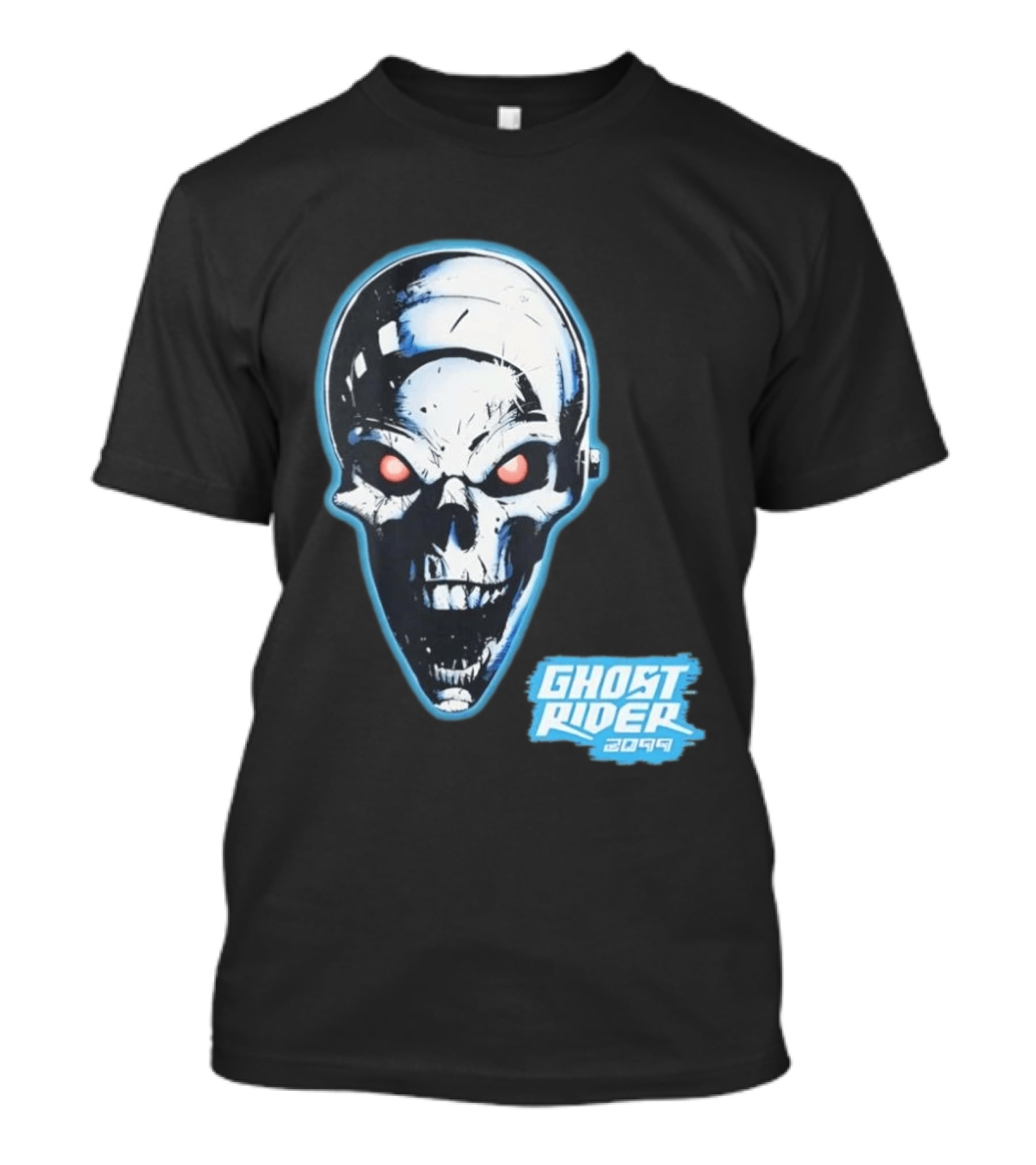 Ghost Rider 2099 Chrome Skull Head Red Eyes Iconic Comic T-Shirt
