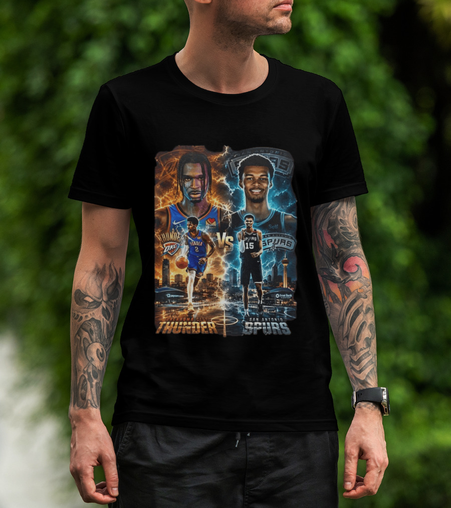 Shai Gilgeous Alexander Oklahoma City Thunder Vs Victor Wembanyama San Antonio Spurs NBA Showdown T-Shirt
