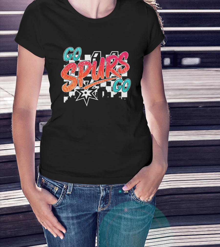 Go Spurs Go San Antonio Spurs Basketball Glitter NBA 2026 Starburst T-Shirt