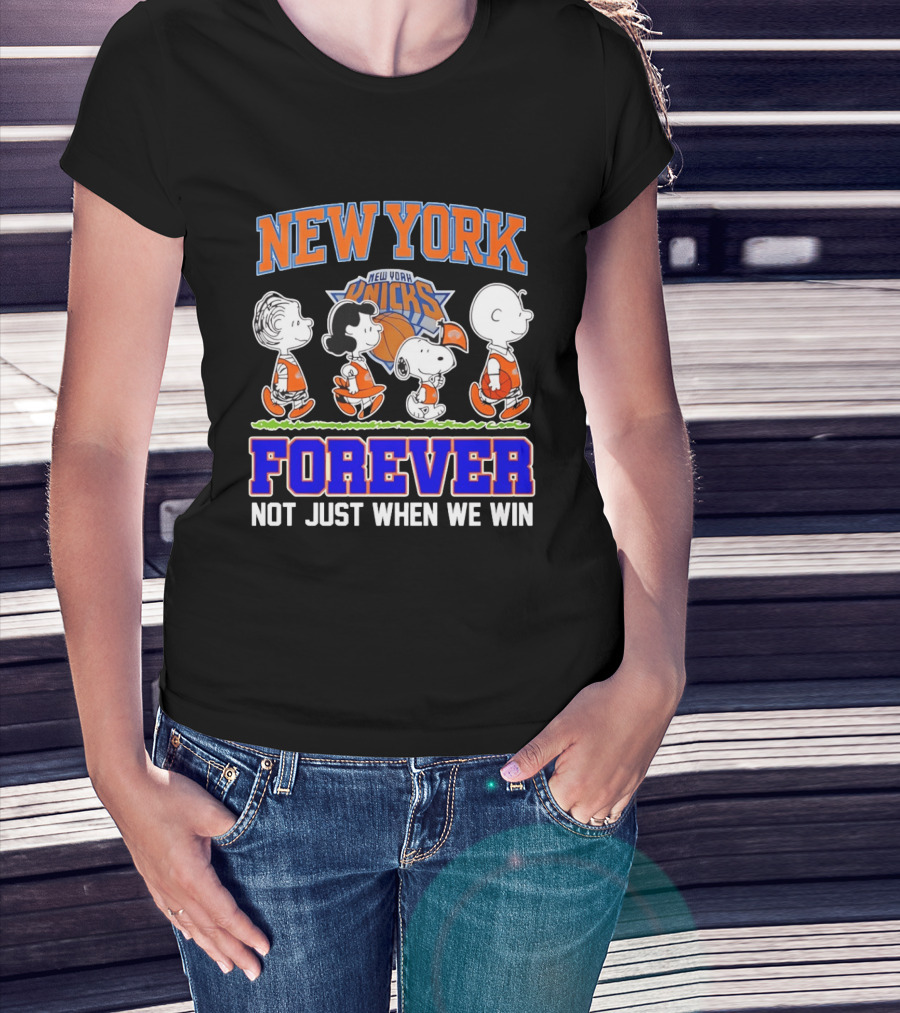 New York Knicks Forever Not Just When We Win Peanuts Characters Snoopy Walking T-Shirt