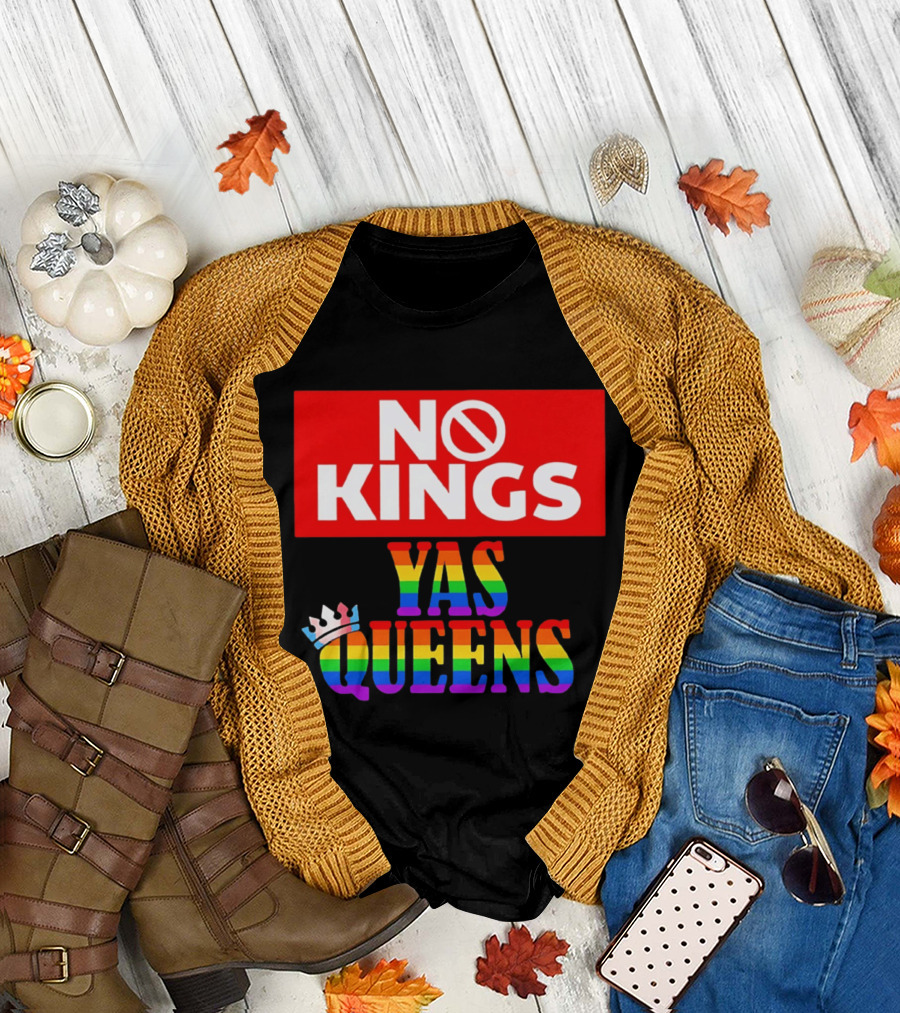 No Kings Yas Queens Rainbow Lettering with Crown T-Shirt