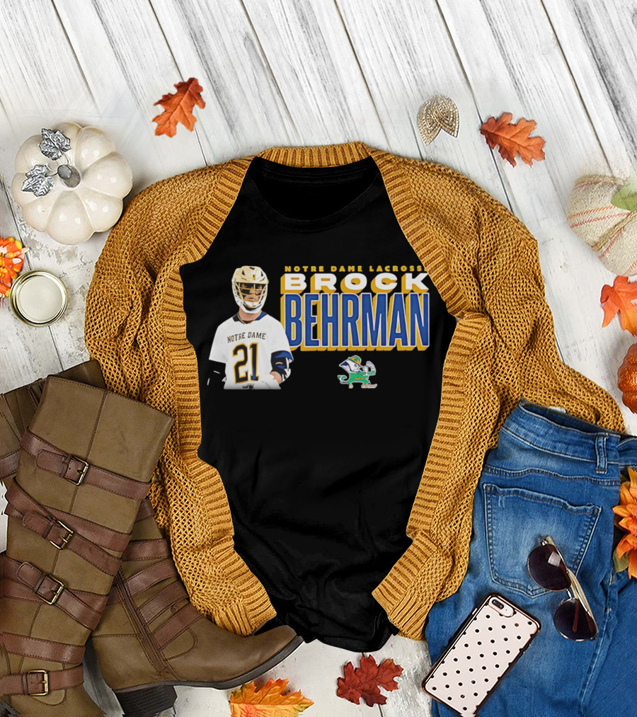 Notre Dame Lacrosse Brock Behrman 21 Fighting Irish T-Shirt