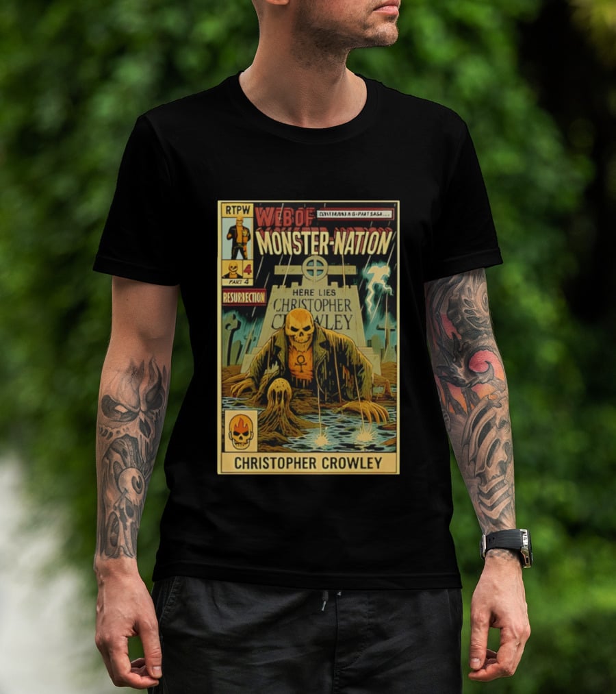 Resurrection Web Of Monster Nation Christopher Crowley Comic Part 4 Skeleton Tombstone T-Shirt