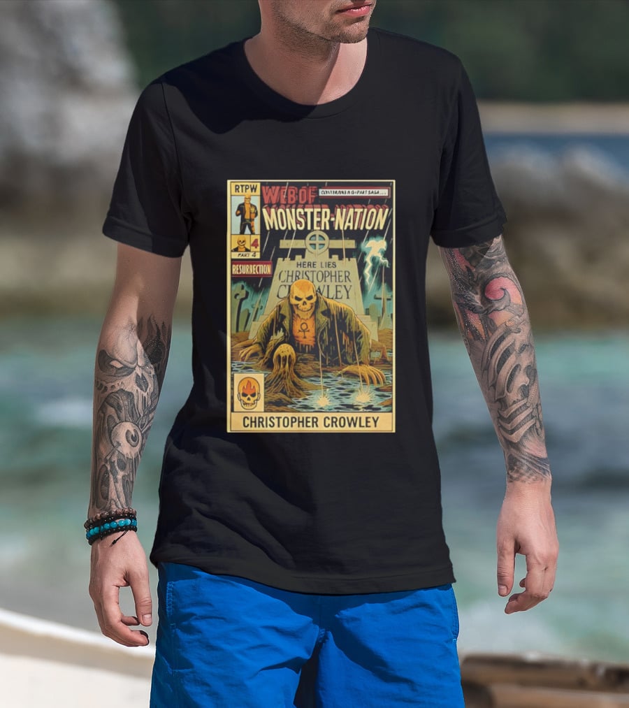 Resurrection Web Of Monster Nation Christopher Crowley Comic Part 4 Skeleton Tombstone T-Shirt