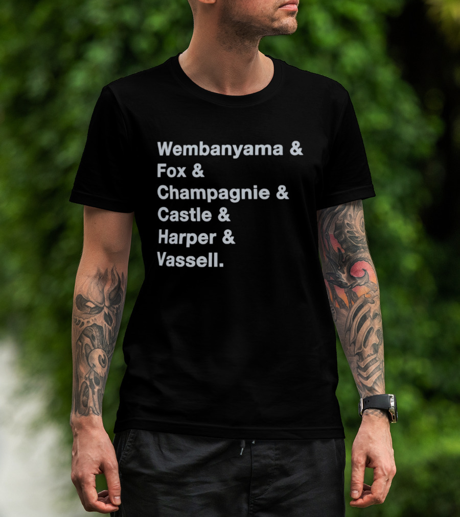 Wembanyama Fox Champagnie Castle Harper Vassell San Antonio Spurs Basketball NBA 2026 T-Shirt