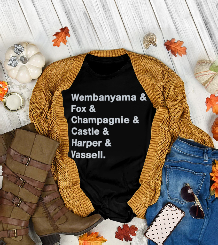 Wembanyama Fox Champagnie Castle Harper Vassell San Antonio Spurs Basketball NBA 2026 T-Shirt