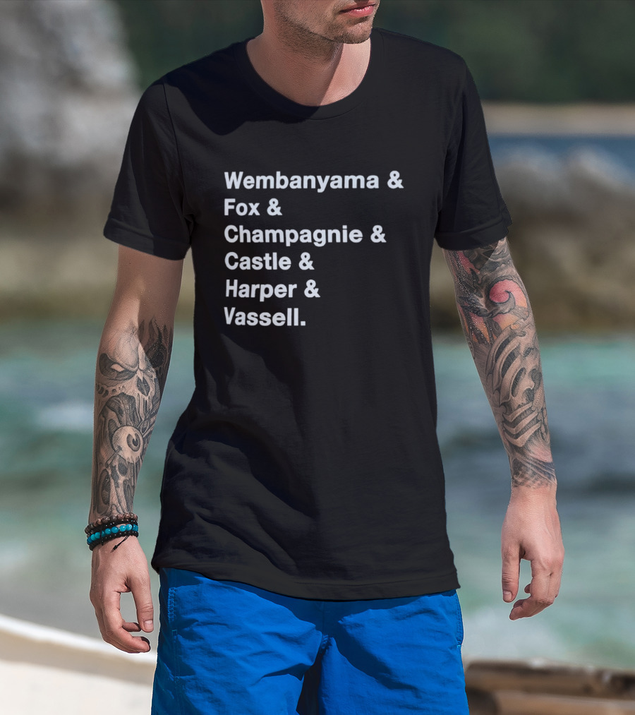 Wembanyama Fox Champagnie Castle Harper Vassell San Antonio Spurs Basketball NBA 2026 T-Shirt