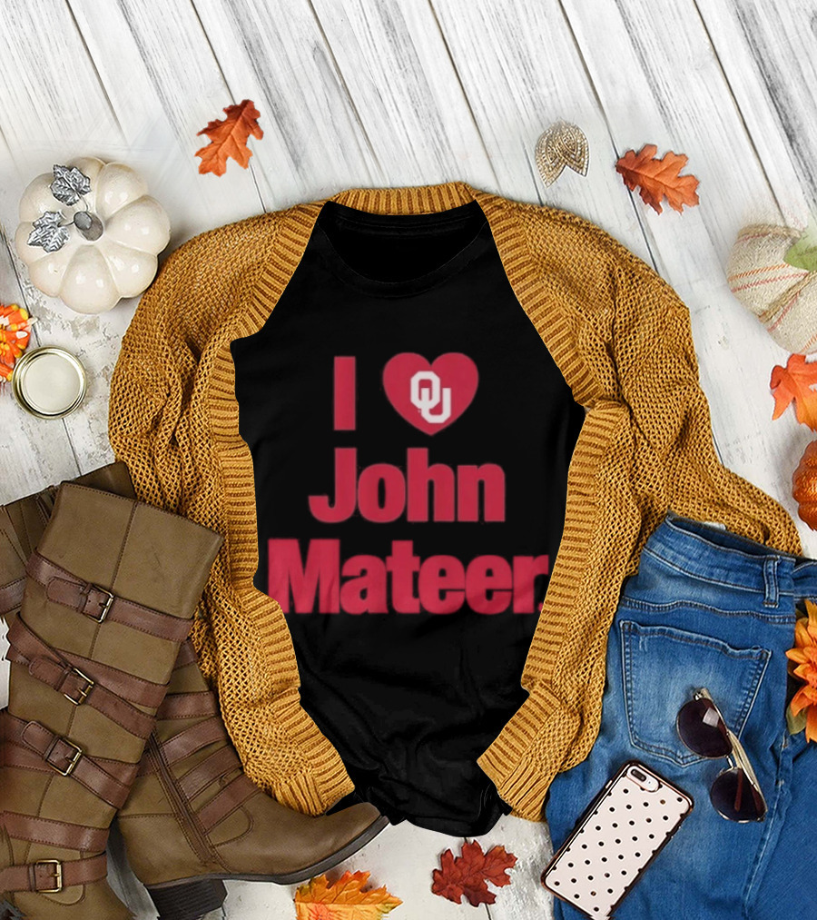 Oklahoma Football I Heart OU John Mateer T-Shirt