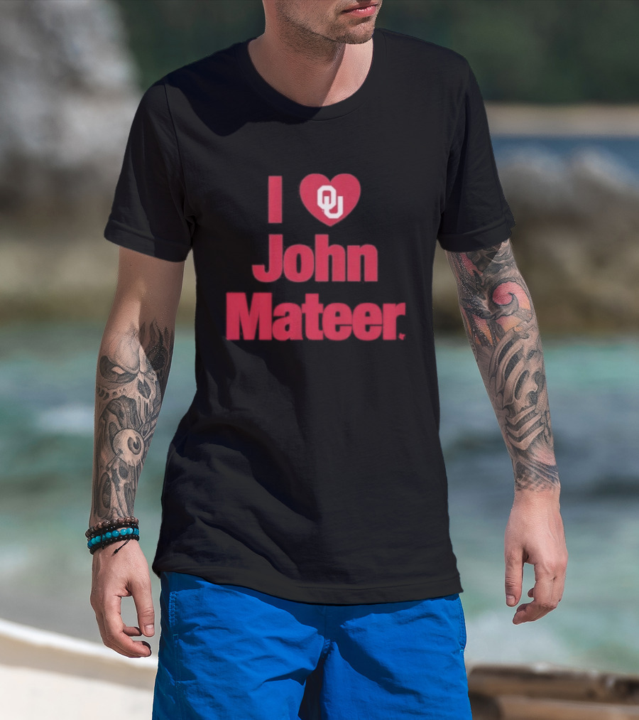 Oklahoma Football I Heart OU John Mateer T-Shirt