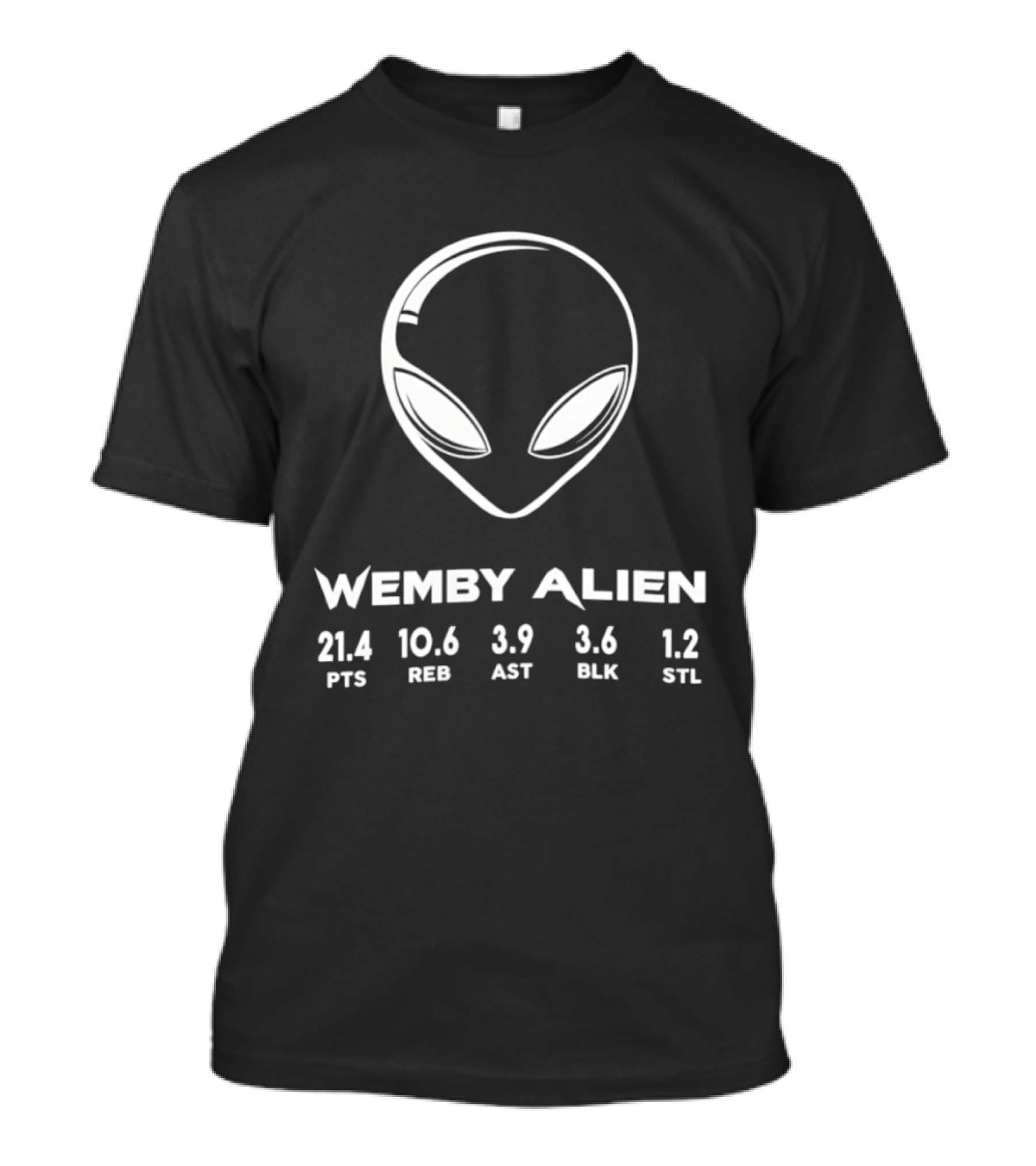Wemby Alien 21.4 PTS 10.6 REB 3.9 AST 3.6 BLK 1.2 STL San Antonio Spurs T-Shirt