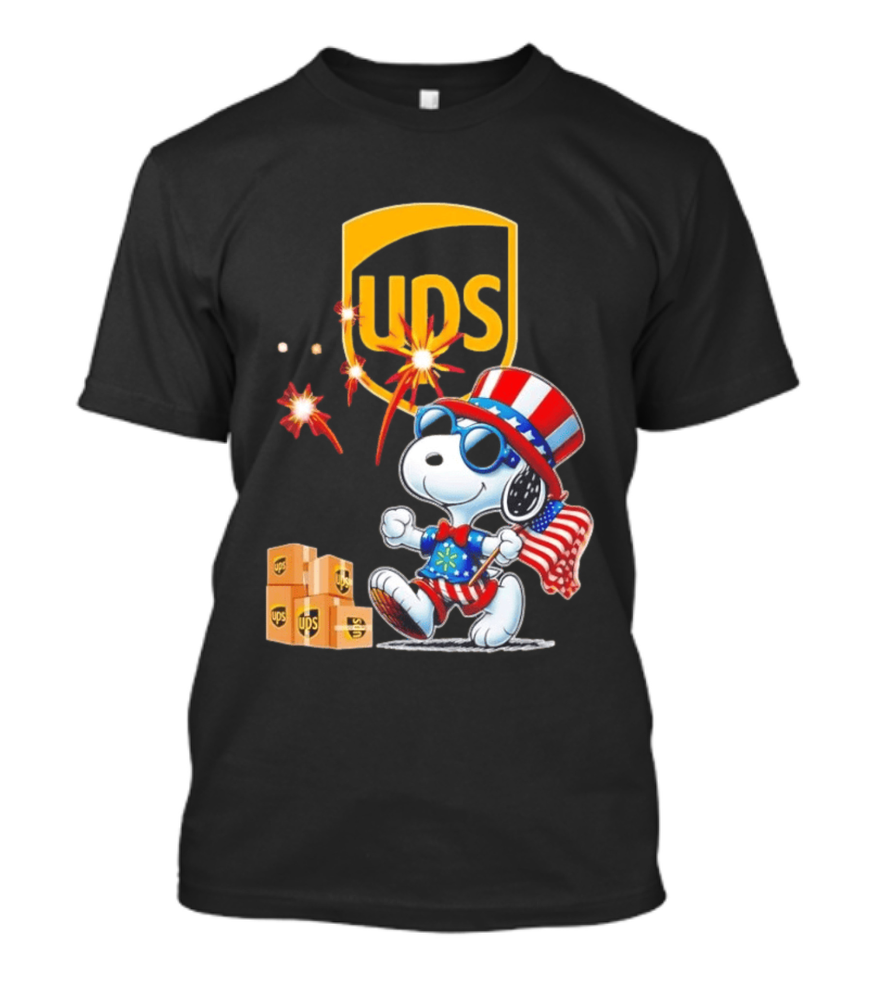 Patriotic Snoopy Independence Day UPS Packages American Flag Celebration T-Shirt