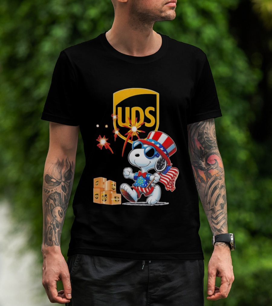 Patriotic Snoopy Independence Day UPS Packages American Flag Celebration T-Shirt