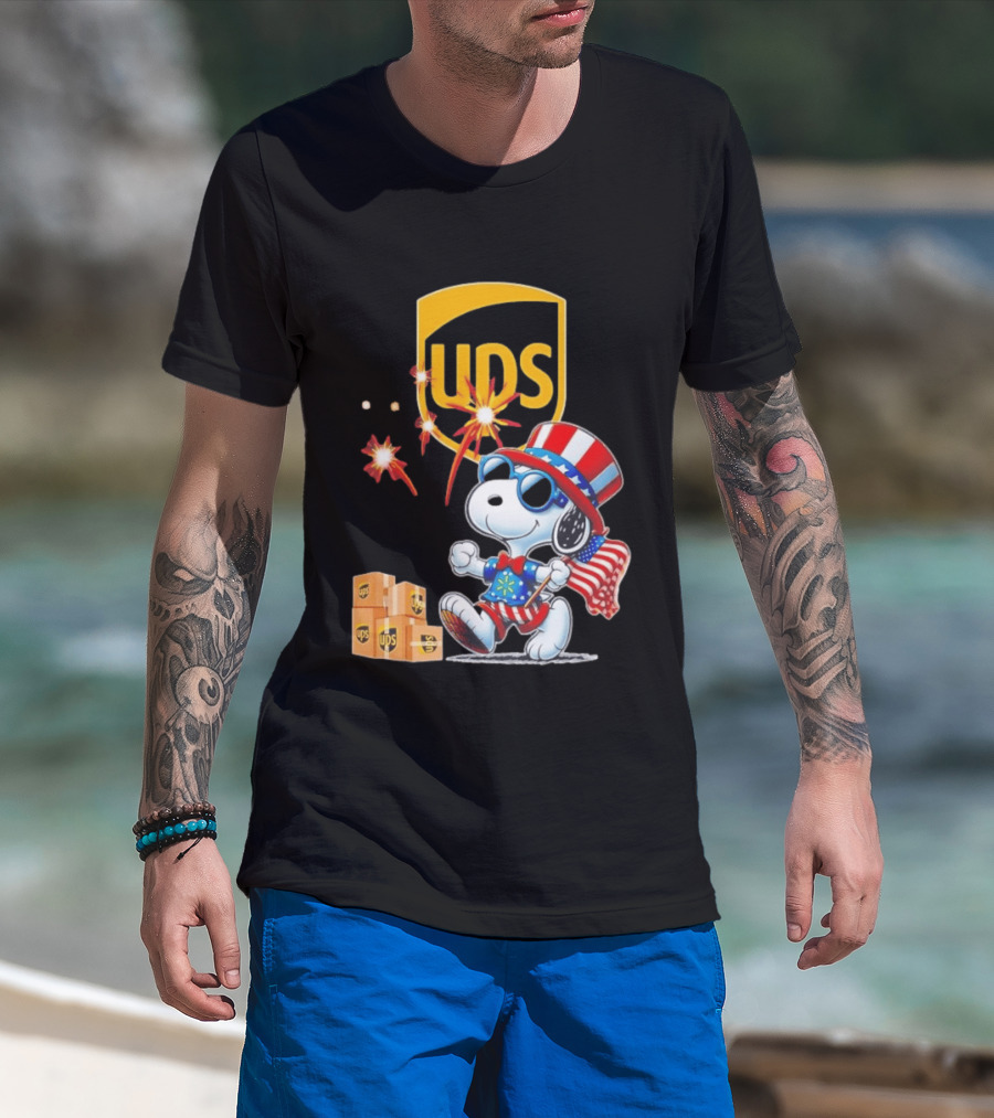 Patriotic Snoopy Independence Day UPS Packages American Flag Celebration T-Shirt