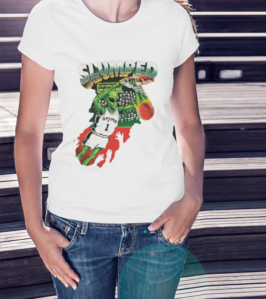 Slumped Alien Basketball Dunk Spurs Number 1 Visitors San Antonio 100 T-Shirt