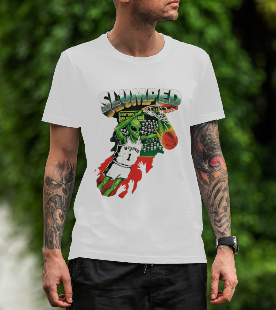 Slumped Alien Basketball Dunk Spurs Number 1 Visitors San Antonio 100 T-Shirt