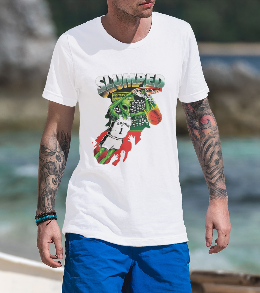Slumped Alien Basketball Dunk Spurs Number 1 Visitors San Antonio 100 T-Shirt