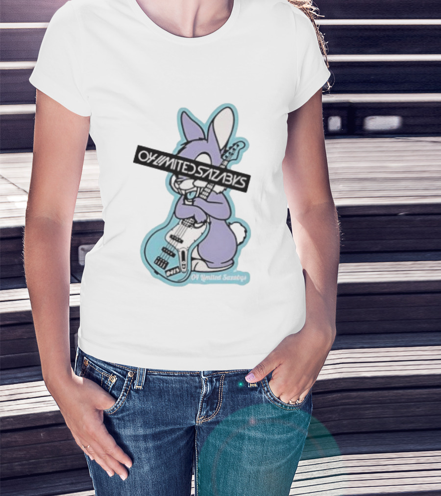 Bunny Playing Electric Bass Guitar Oy Limited Sazabys T-Shirt