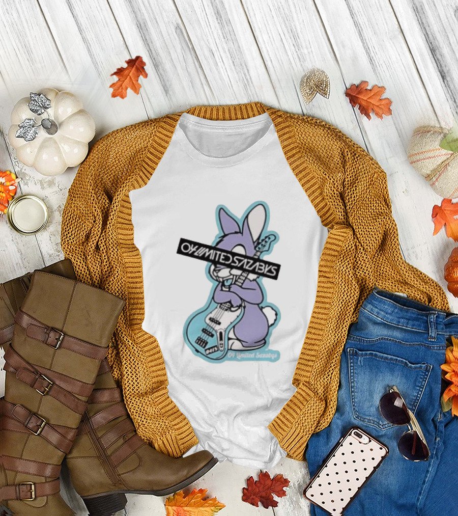 Bunny Playing Electric Bass Guitar Oy Limited Sazabys T-Shirt