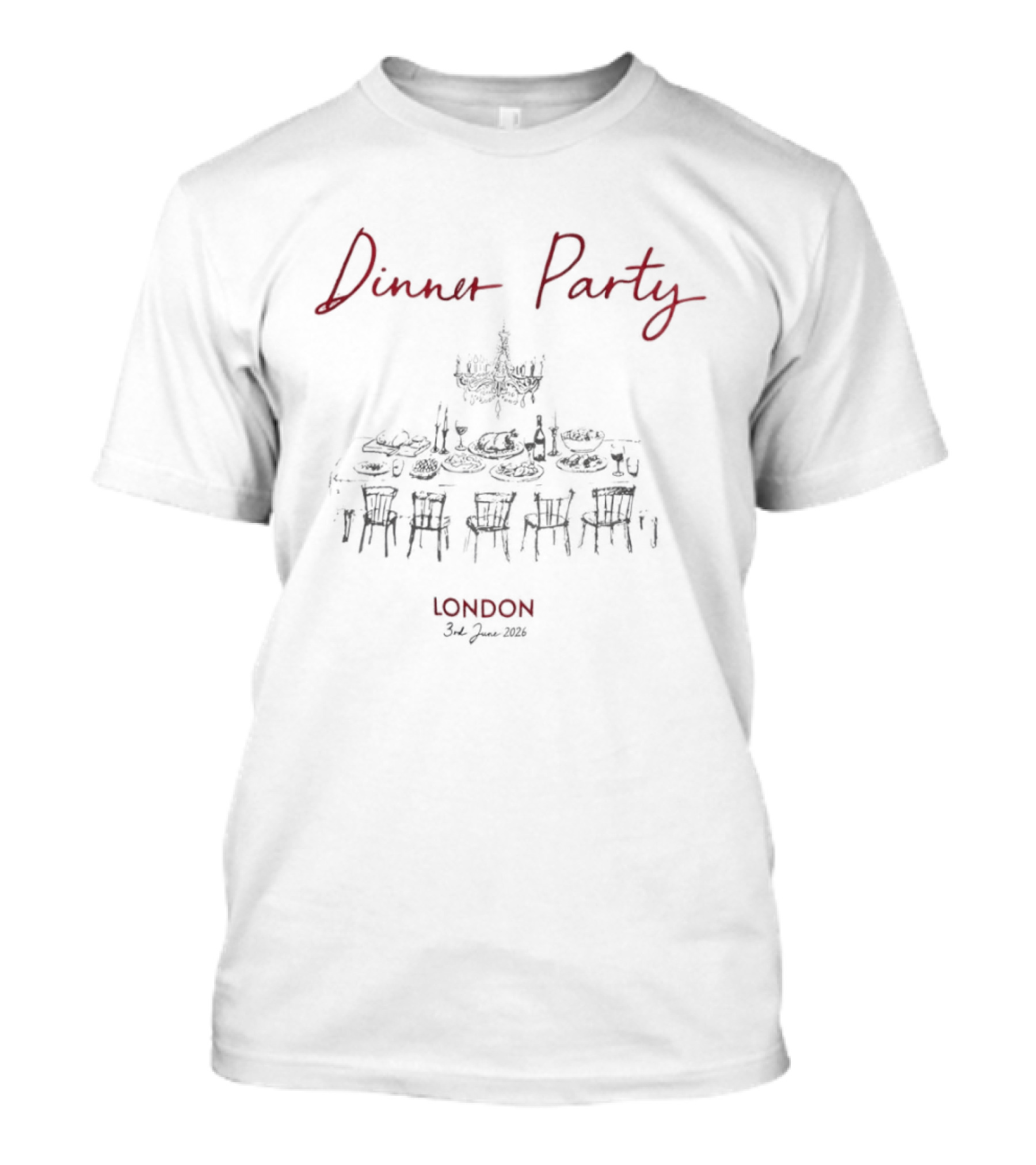 Dinner Party London 3rd June 2026 Chandelier Table Wine Event T-Shirt