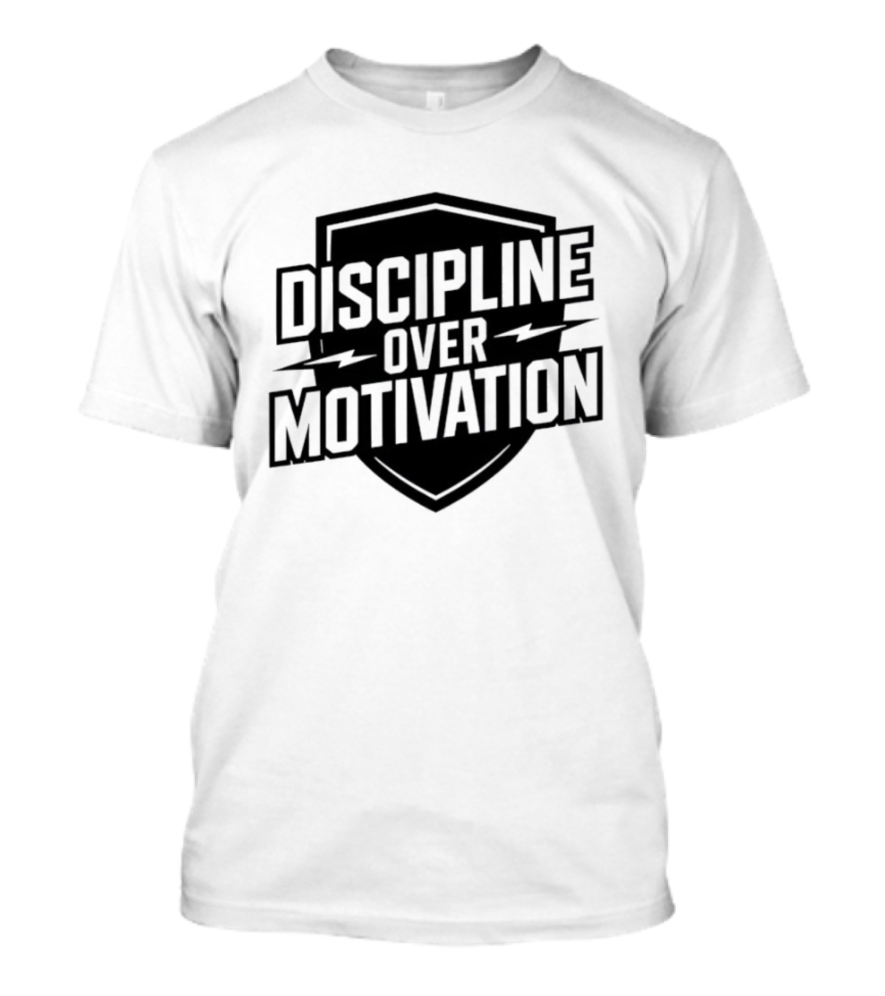 Discipline Over Motivation Fitness Motivational Athletic Shield T-Shirt