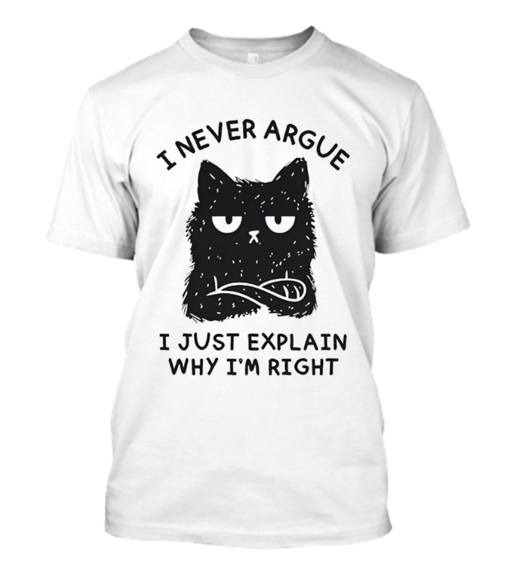 I Never Argue I Just Explain Why I'm Right Grumpy Black Cat T-Shirt