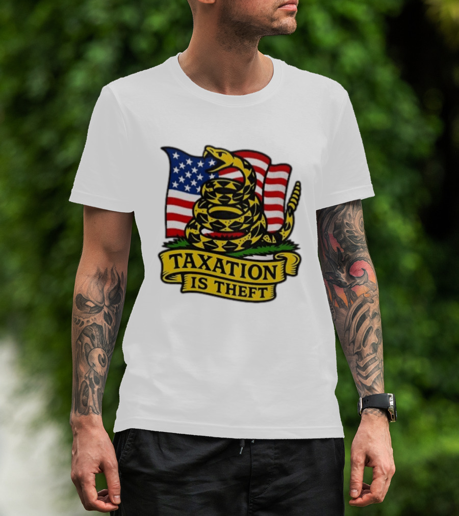 Taxation Is Theft Gadsden Flag American Flag Snake T-Shirt