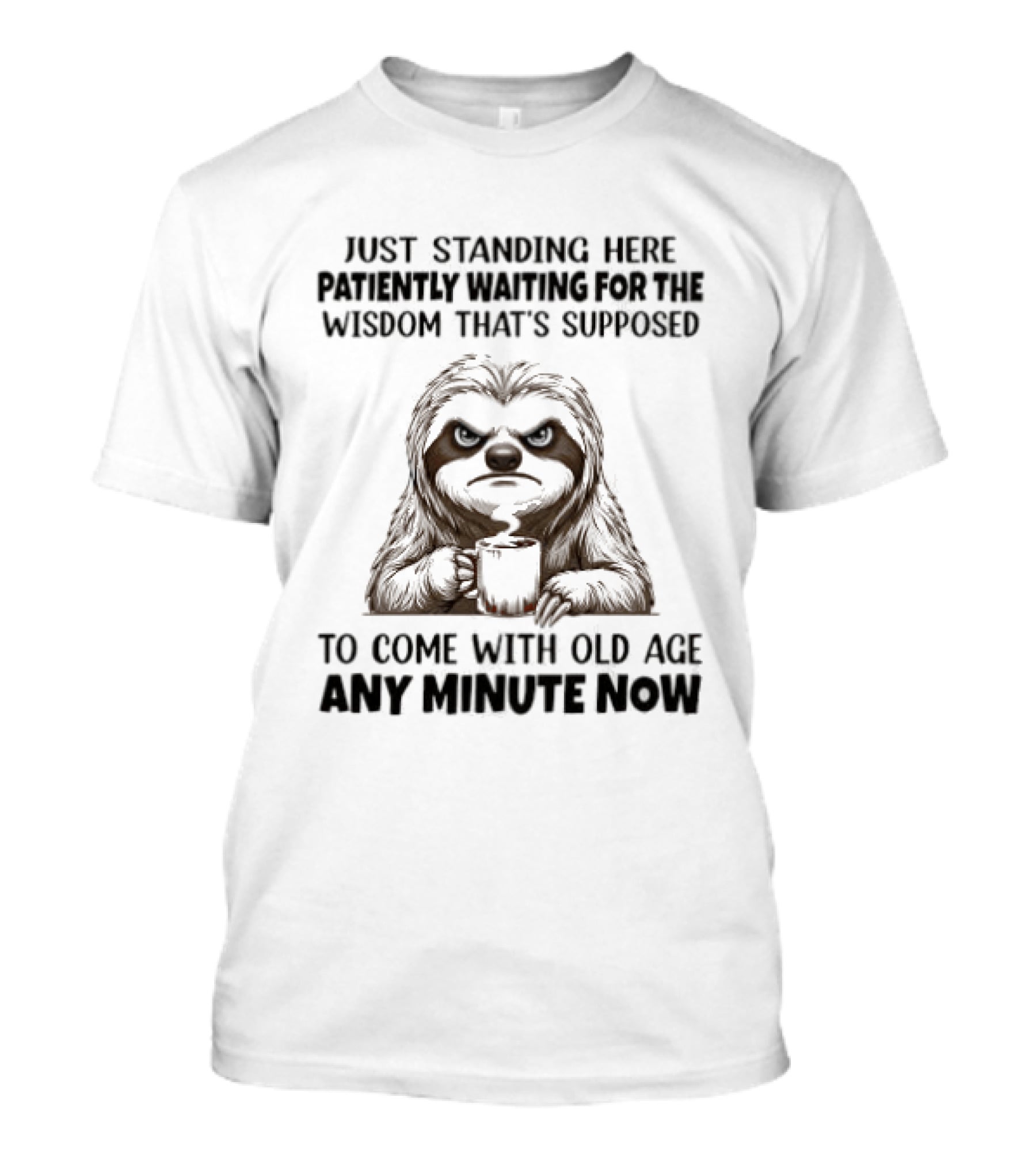 Just Standing Here Patiently Waiting For The Wisdom That's Supposed To Come With Old Age Any Minute Now T-Shirt