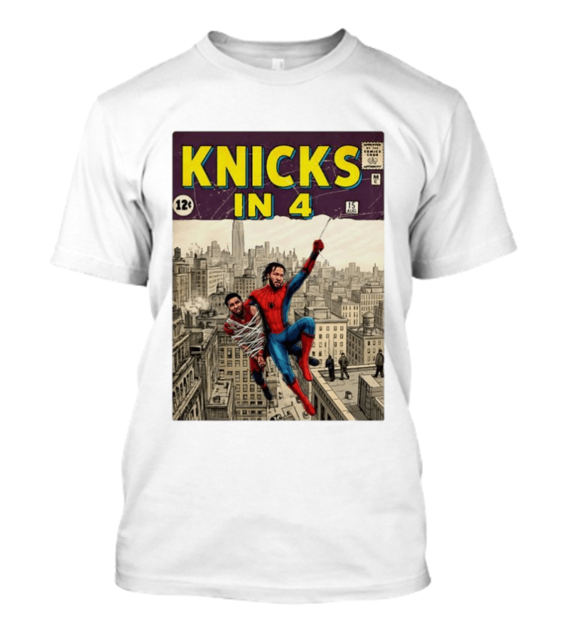 Knicks In 4 Jalen Brunson Vs Donovan Mitchell Comic Crossover New York Cleveland Showdown T-Shirt