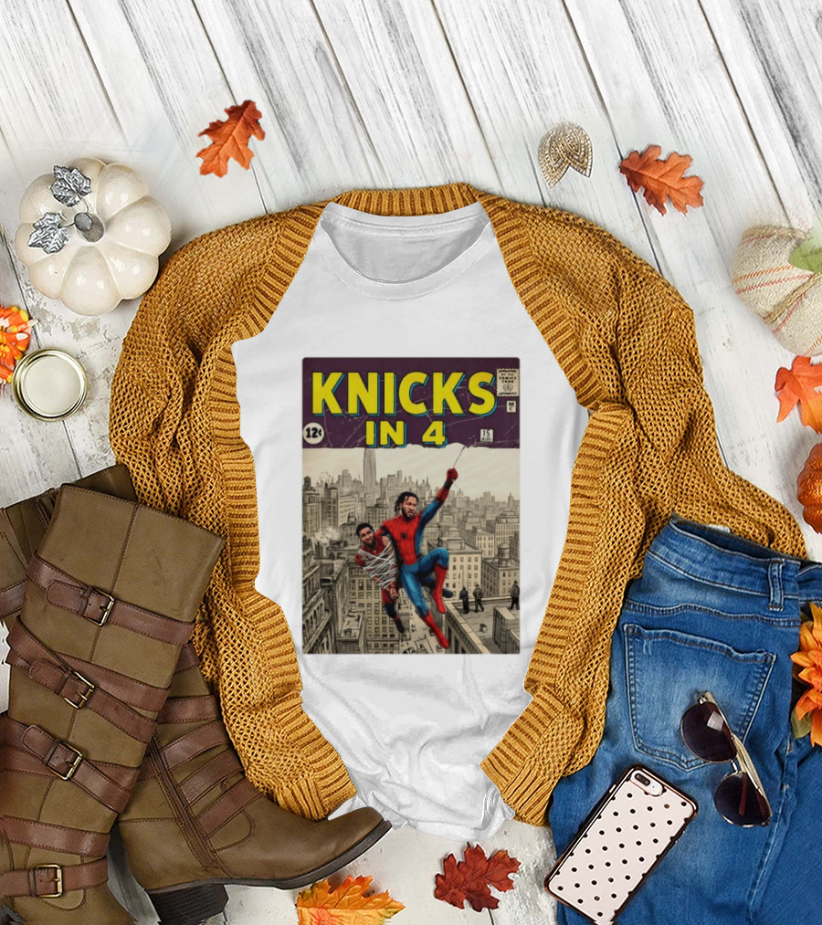 Knicks in 4 Jalen Brunson vs Donovan Mitchell Comic Crossover New York Cleveland Showdown T-Shirt