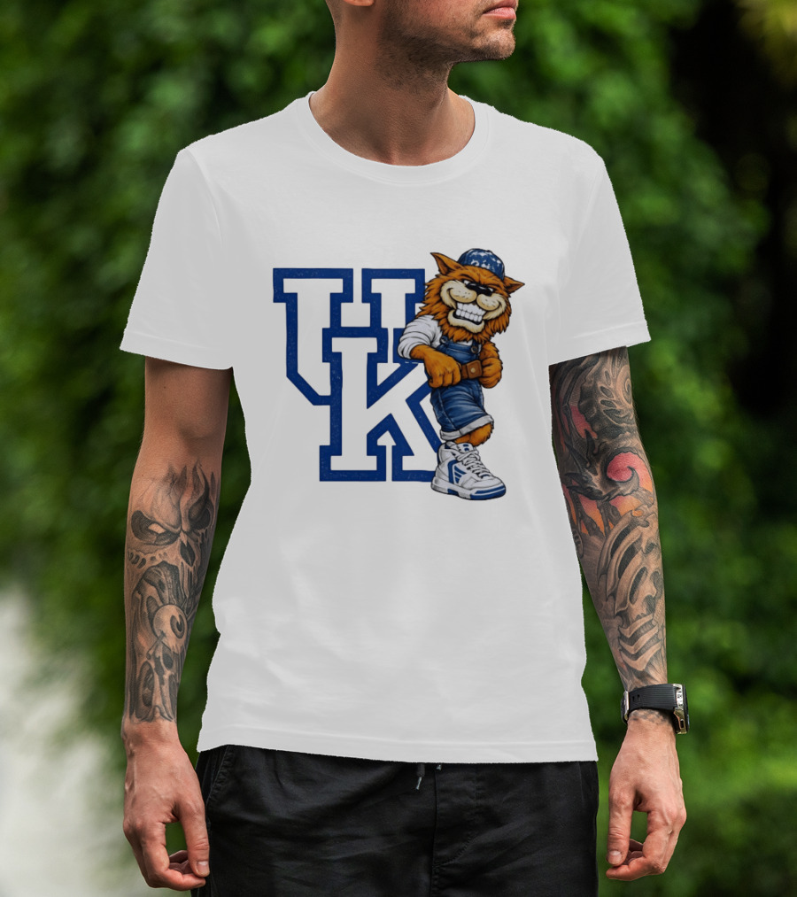 Kentucky Wildcats UK Mascot In Overalls Sneakers Athletics Basketball T-Shirt