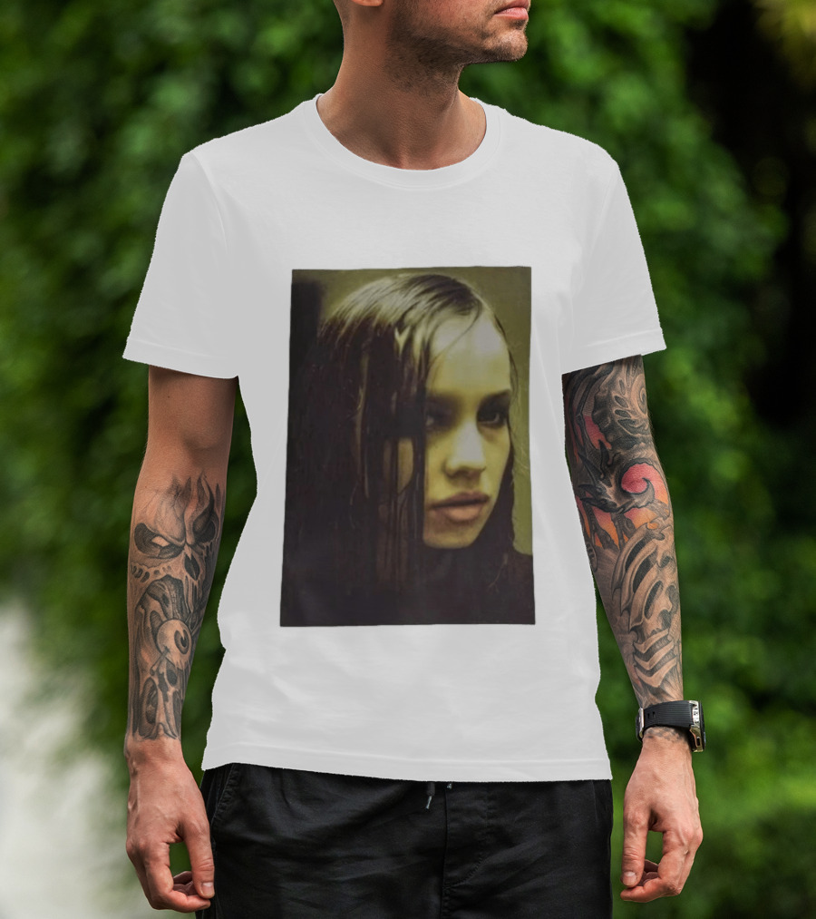 Raf Simons FW18 Christiane F Wet Hair Portrait Fashion T-Shirt