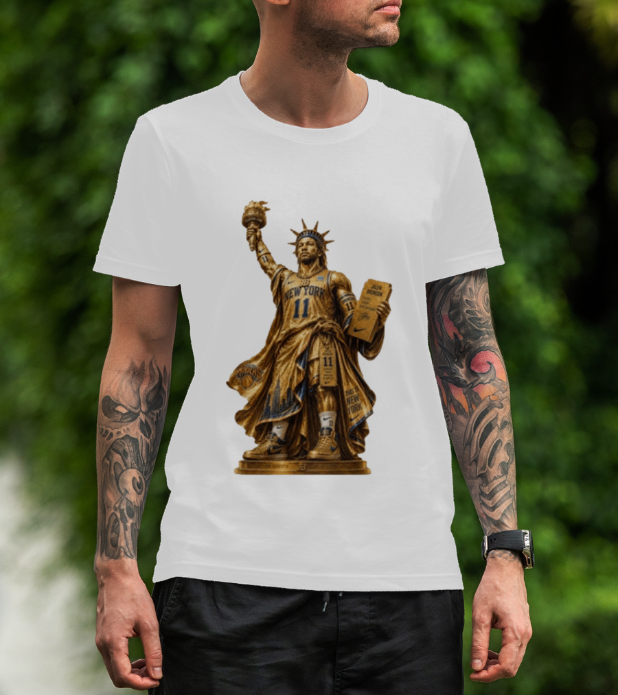 New York Knicks Jalen Brunson Statue Of Liberty Nike 11 Basketball Knicks T-Shirt