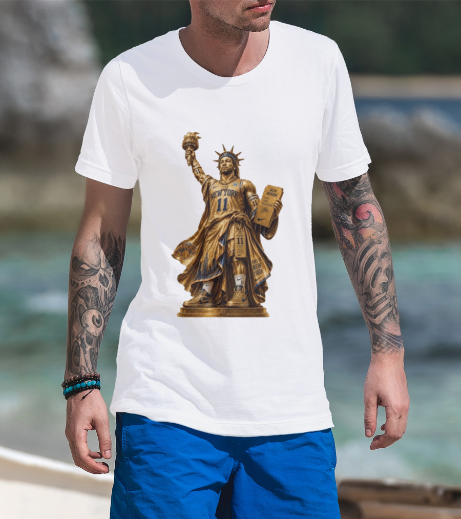New York Knicks Jalen Brunson Statue Of Liberty Nike 11 Basketball Knicks T-Shirt