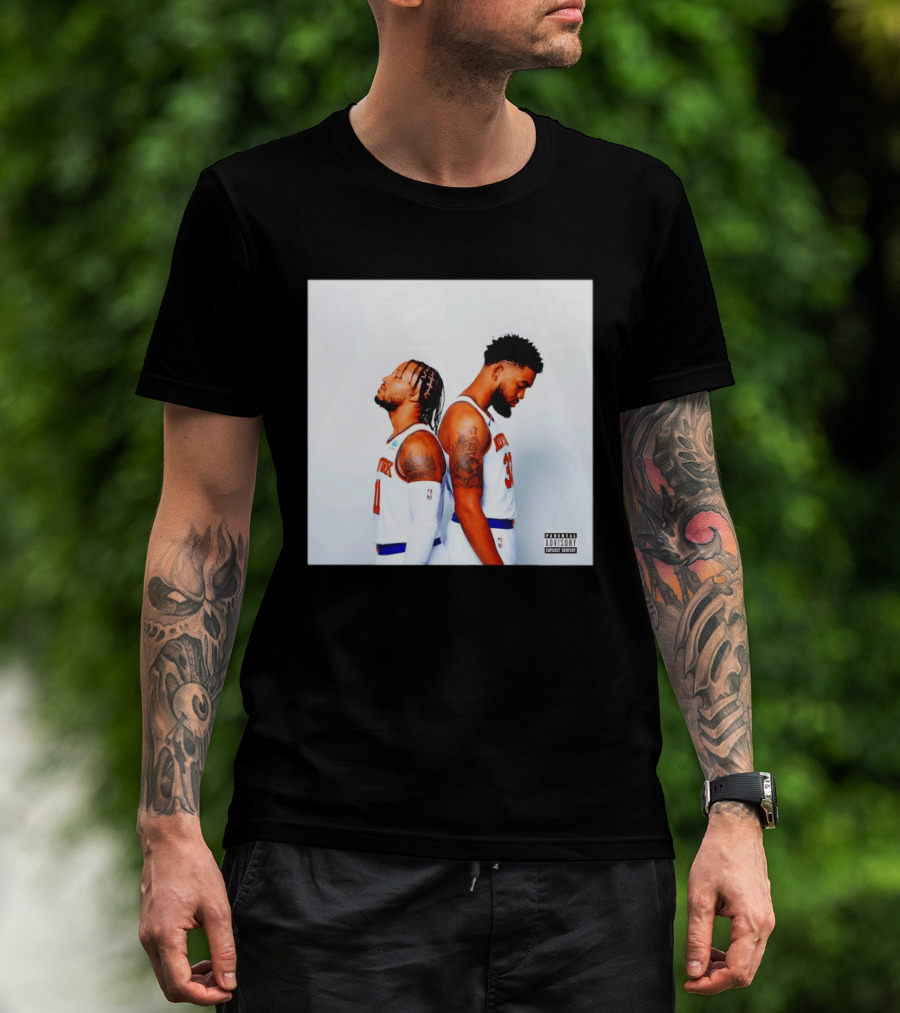 Knicks Basketball Players Brunson Towns Parental Advisory Album Cover T-Shirt