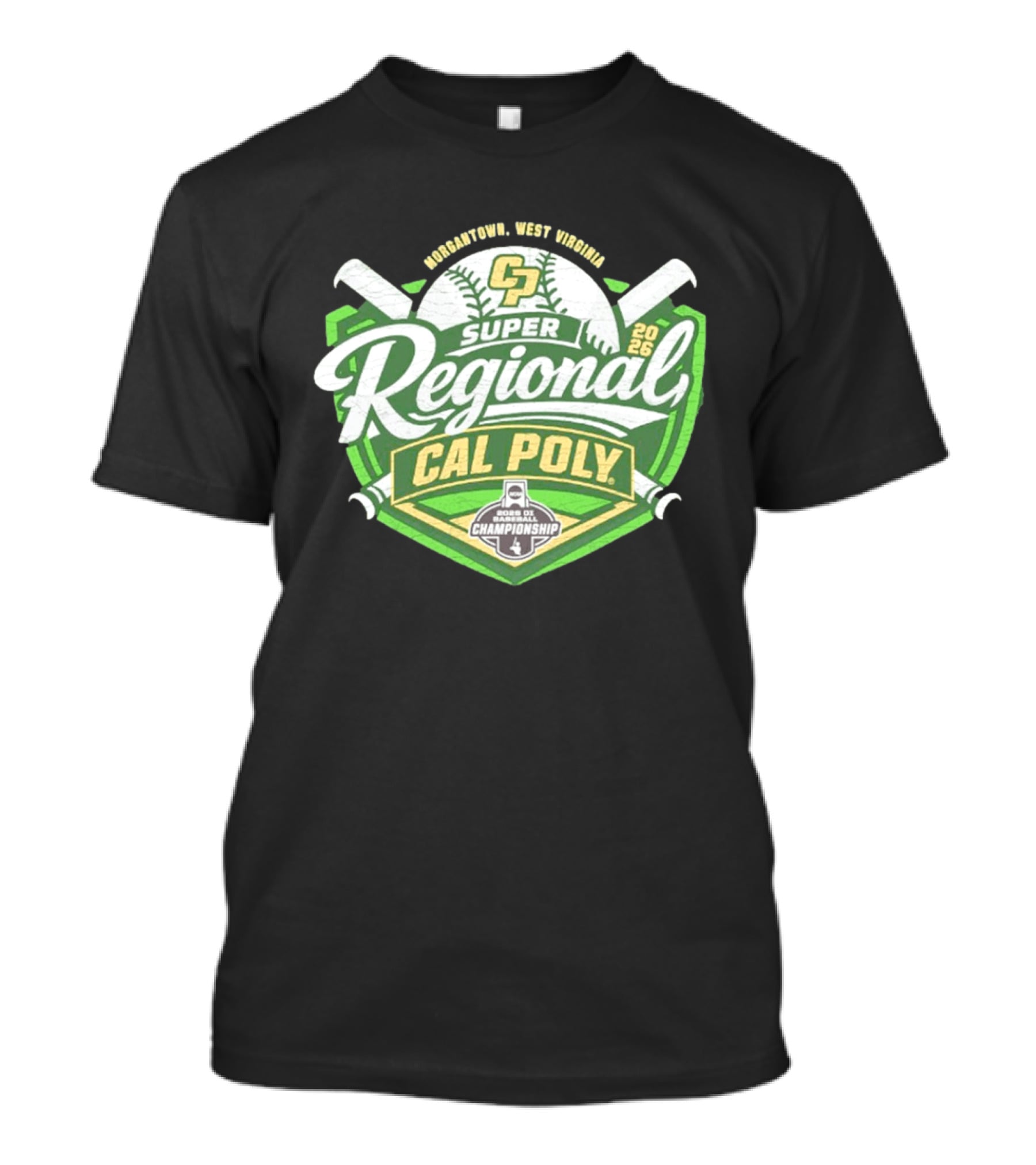Cal Poly Baseball 2026 Morgantown West Virginia Super Regional NCAA Championship Bound T-Shirt