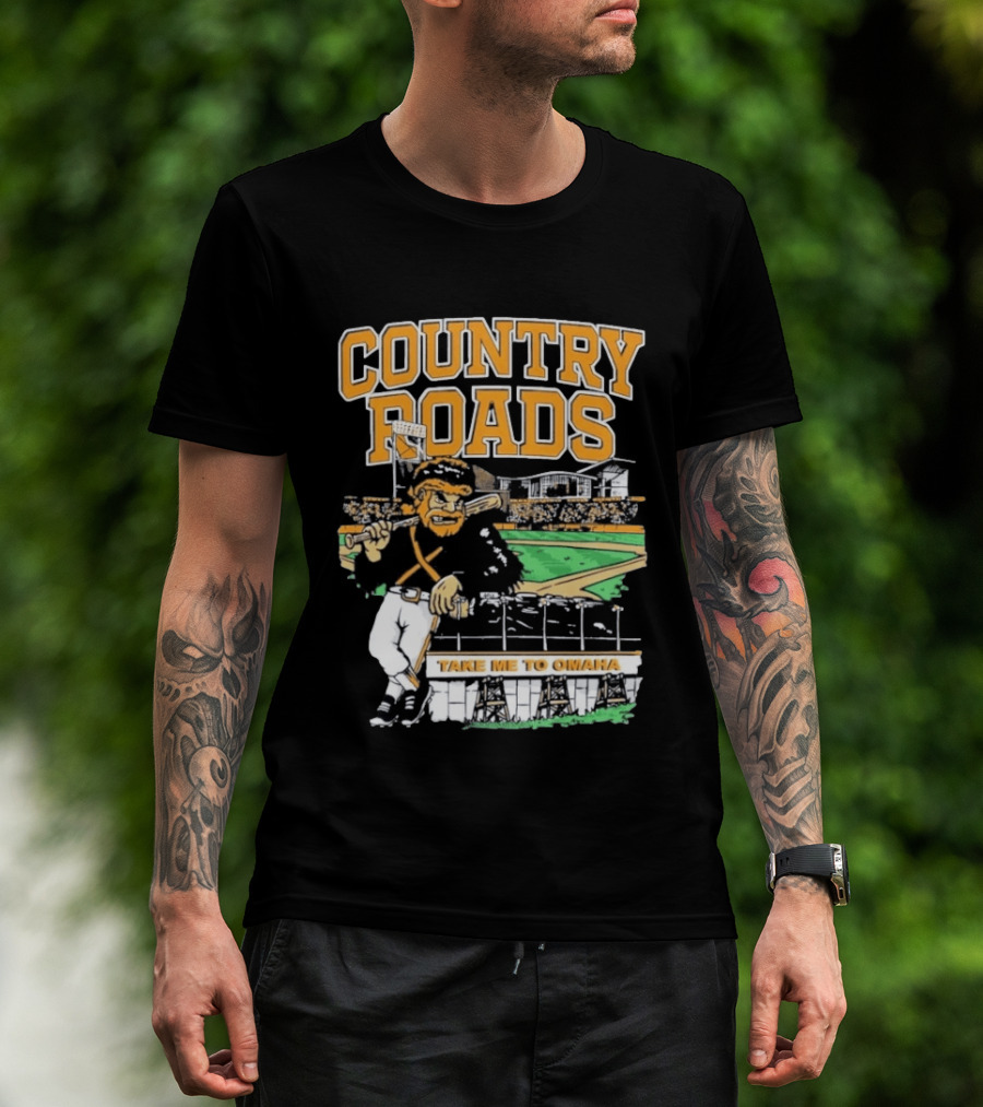 Country Roads Baseball Motif Take Me To Omaha T-Shirt