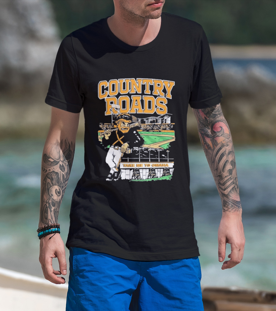 Country Roads Baseball Motif Take Me To Omaha T-Shirt