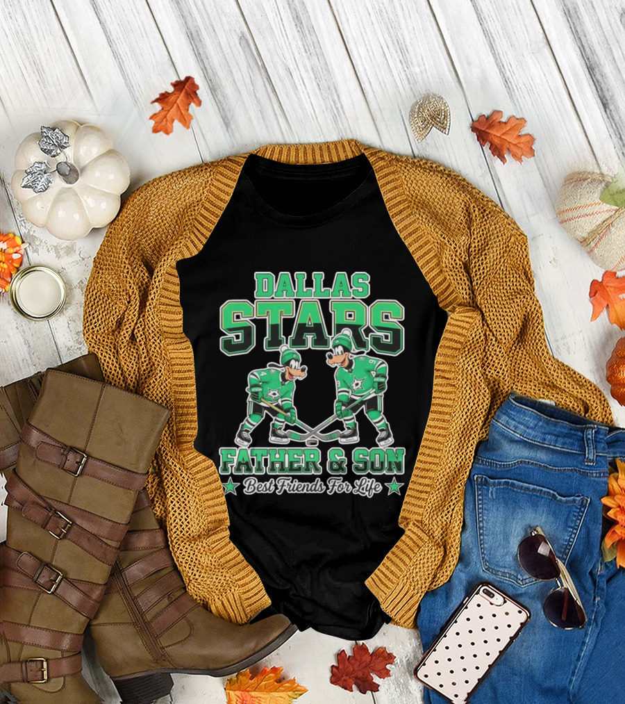 Dallas Stars Goofy Father and Son Best Friends For Life NHL Hockey Duo T-Shirt