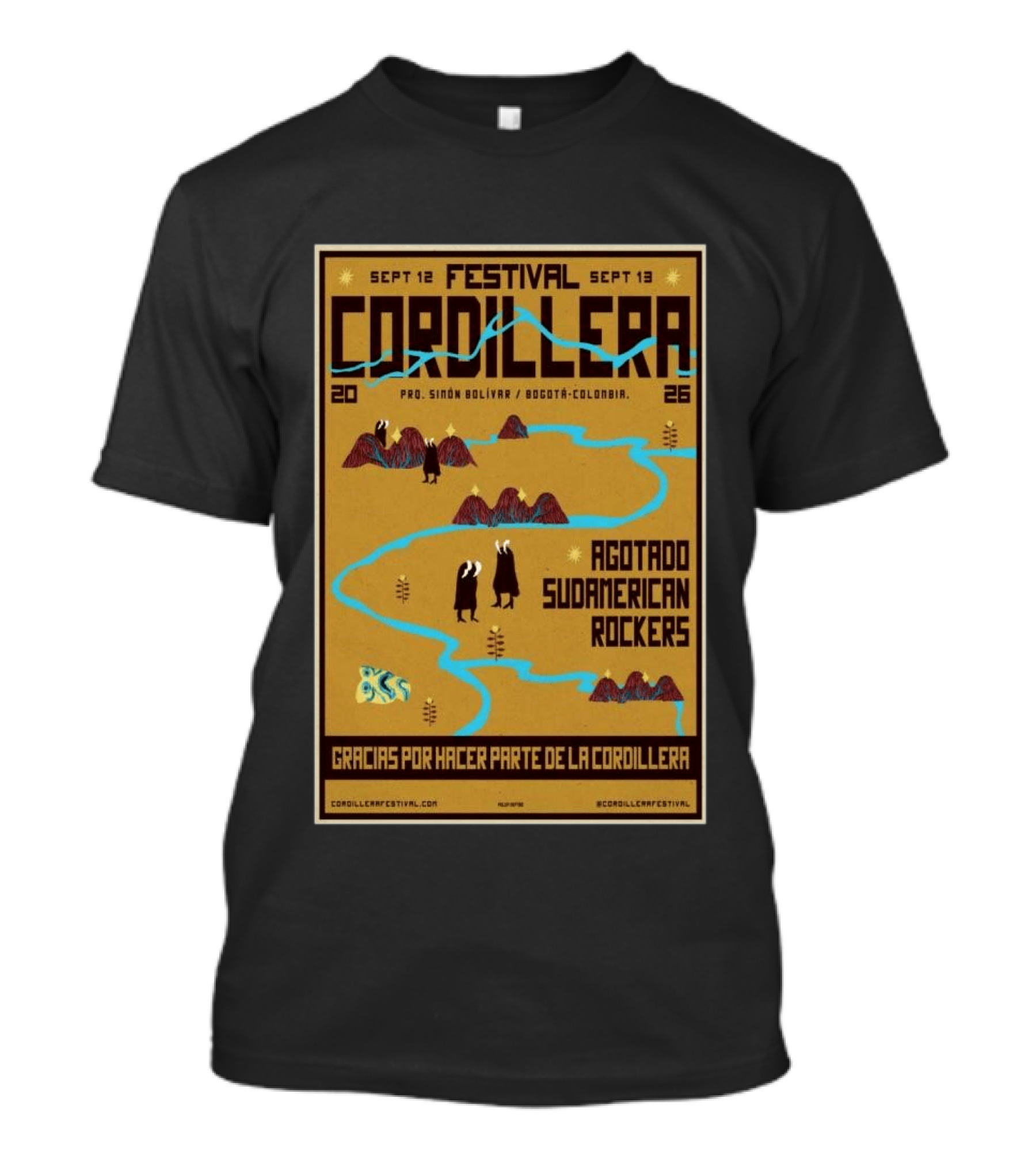Festival Cordillera Sept 12 13 2026 Bogotá Colombia Agotado Sudamerican Rockers Pro. Simón Bolívar T-Shirt