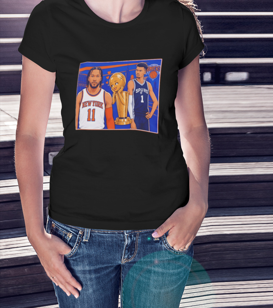 Jalen Brunson New York Knicks Victor Wembanyama San Antonio Spurs Larry O'Brien Trophy T-Shirt