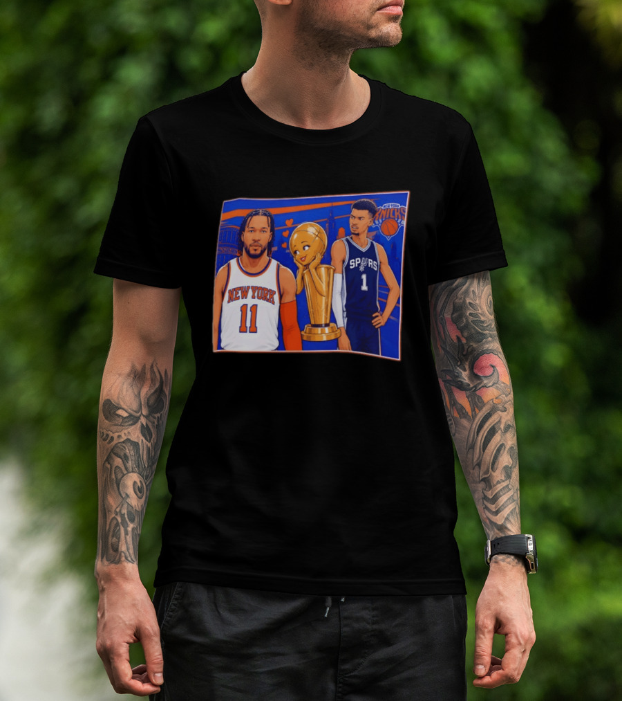 Jalen Brunson New York Knicks Victor Wembanyama San Antonio Spurs Larry O'Brien Trophy T-Shirt