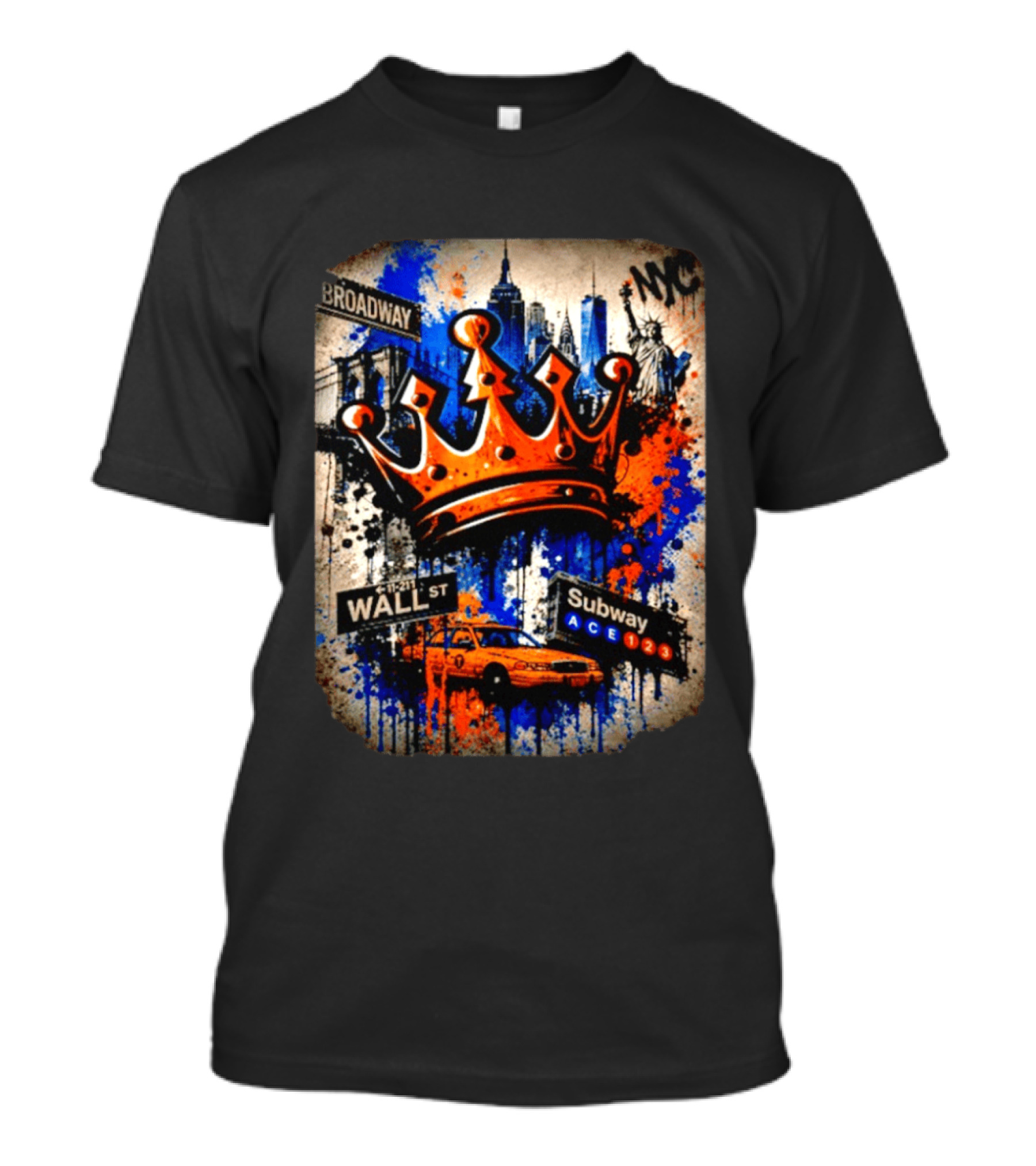 Broadway Wall St Subway NYC Crown Skyline Statue Graffiti T-Shirt