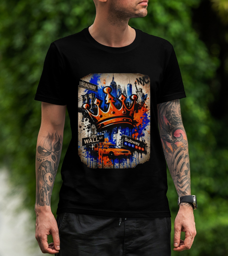 Broadway Wall St Subway NYC Crown Skyline Statue Graffiti T-Shirt