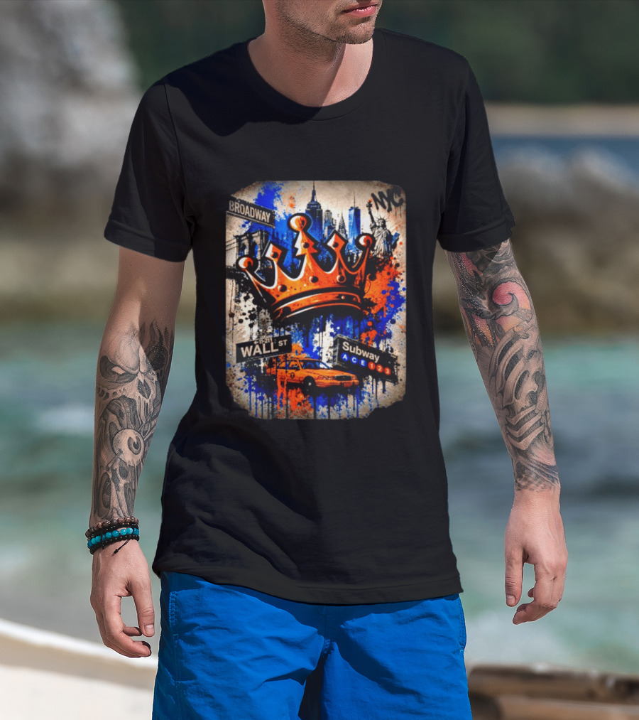 Broadway Wall St Subway NYC Crown Skyline Statue Graffiti T-Shirt