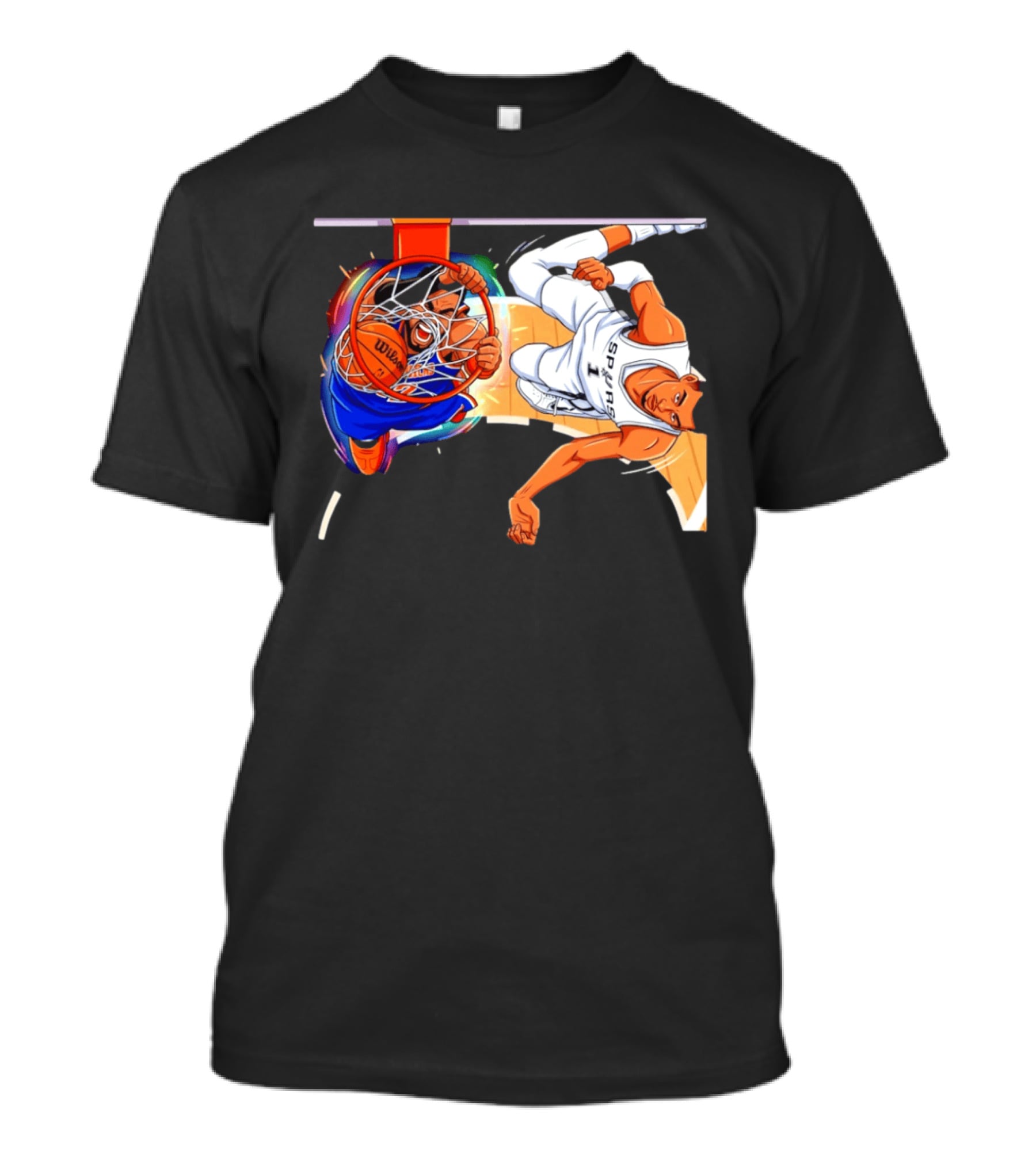 New York Knicks Vs San Antonio Spurs Comic Dunk Battle T-Shirt
